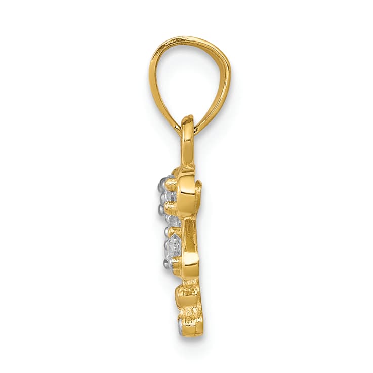 10k Yellow Gold and Rhodium Over 10k Yellow Gold Cubic Zirconia
Dragonfly Charm