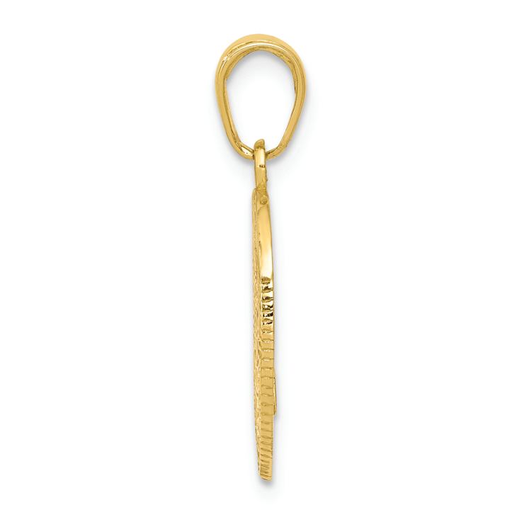 14k Yellow Gold Textured Police Officer Badge Pendant