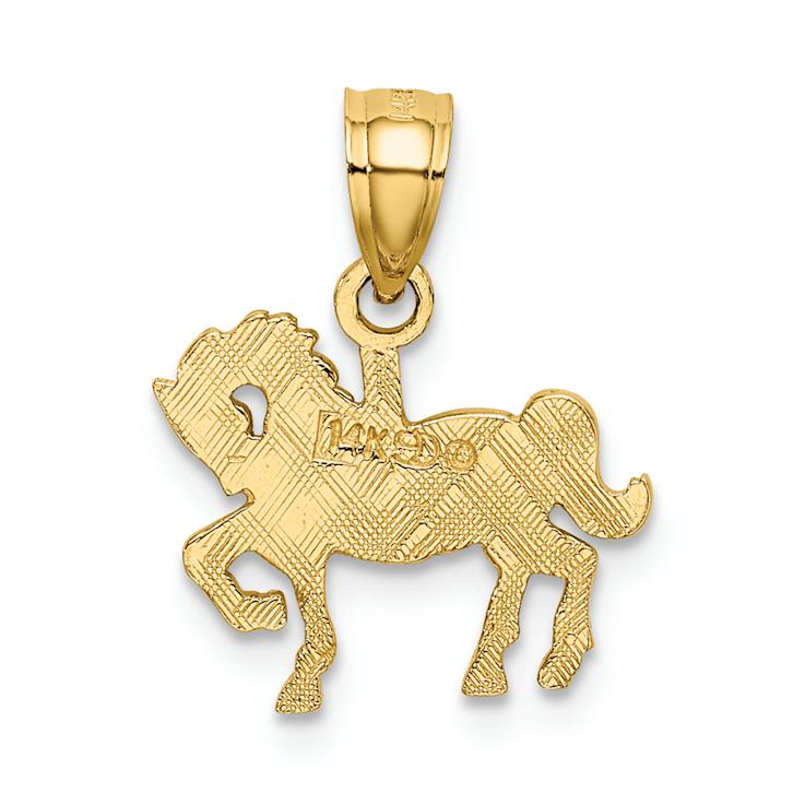 14k Yellow Gold Textured Children's Carousel Horse Charm