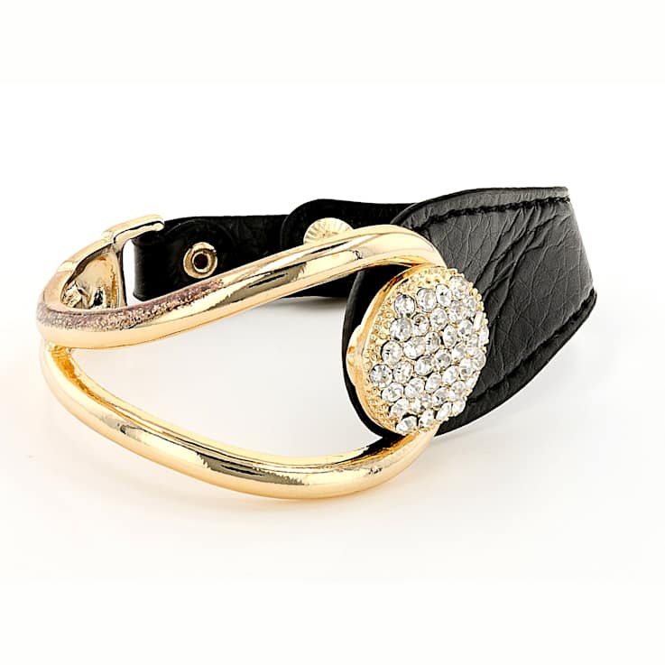Crystal And Leather Buckle Bracelet