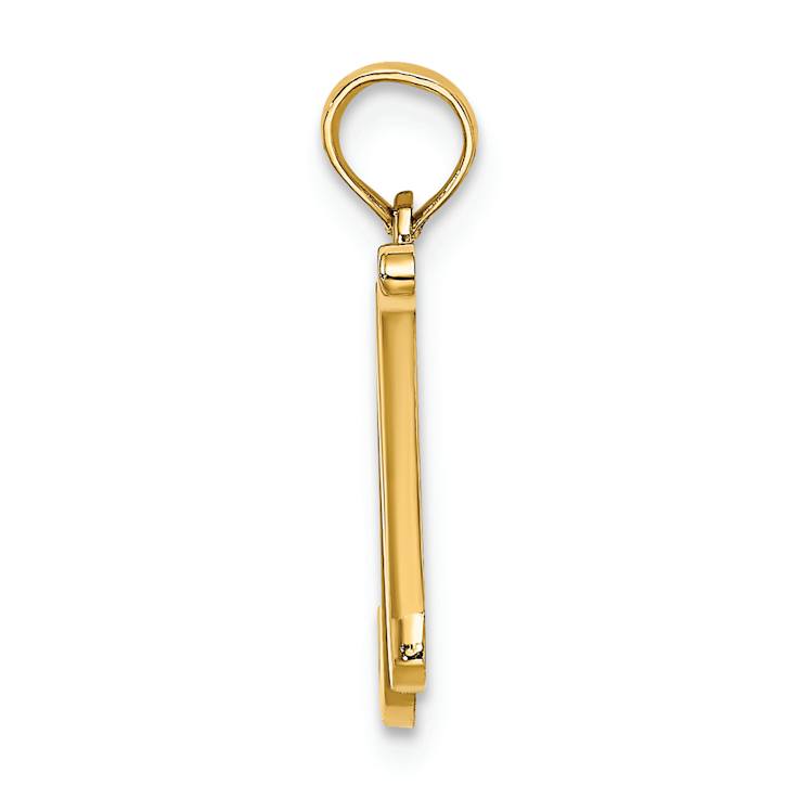 14k Yellow Gold Script Letter N Initial Pendant