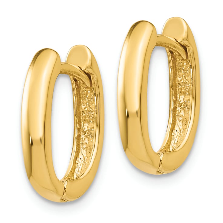 14k Yellow Gold 1/4" Oval Hinged Hoop Earrings