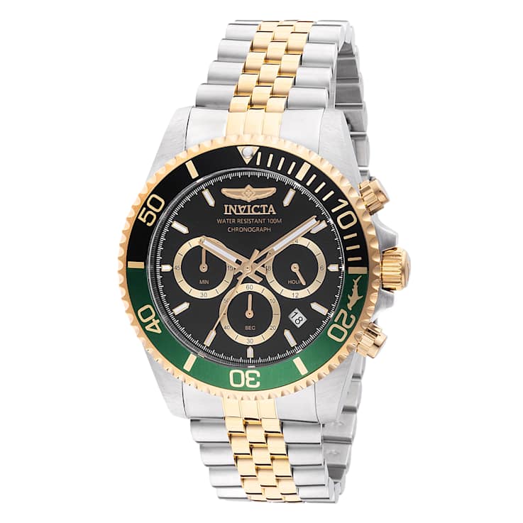 Invicta Pro Diver 43mm Black and Green Bezel Two-tone Stainless Steel
Bracelet Quartz Watch