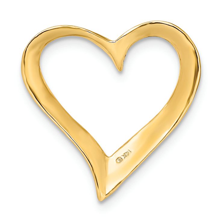 14k Yellow Gold Reversible Large Floating Heart Slide Pendant