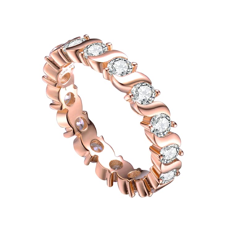 Pave CZ Band Ring In 18K Rose Gold Over Sterling Silver