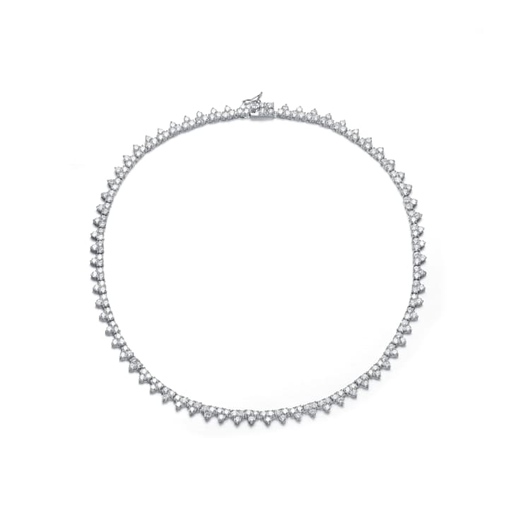 CZ Tennis Necklace In Sterling Silver 16 Inch