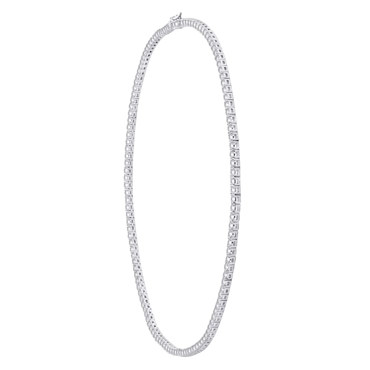 White Cubic Zirconia Platinum Over Sterling Silver Tennis Necklace 14.50ctw