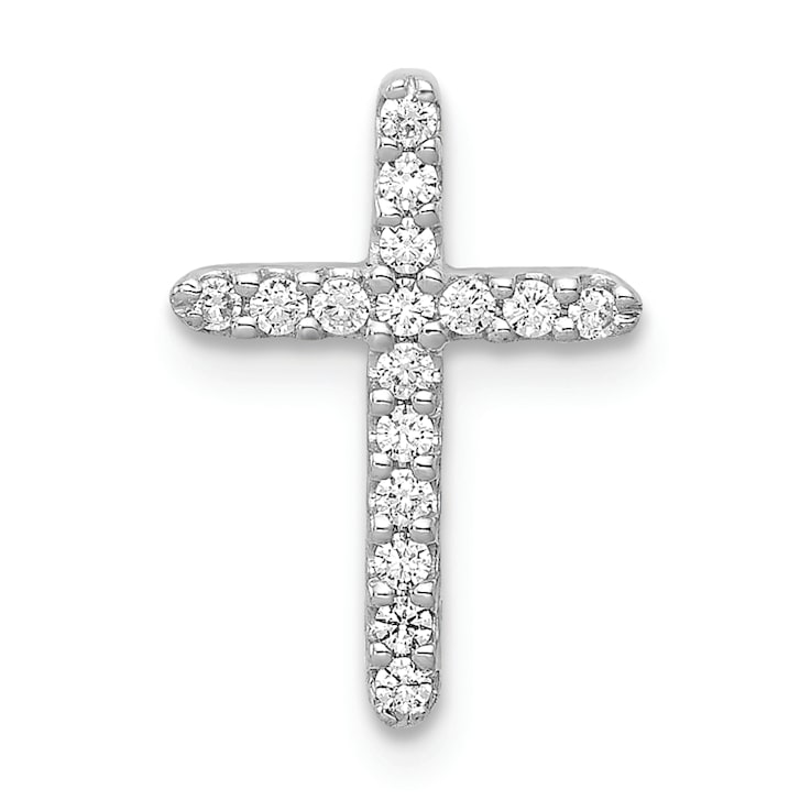Rhodium Over 14K White Gold Diamond Cross Pendant