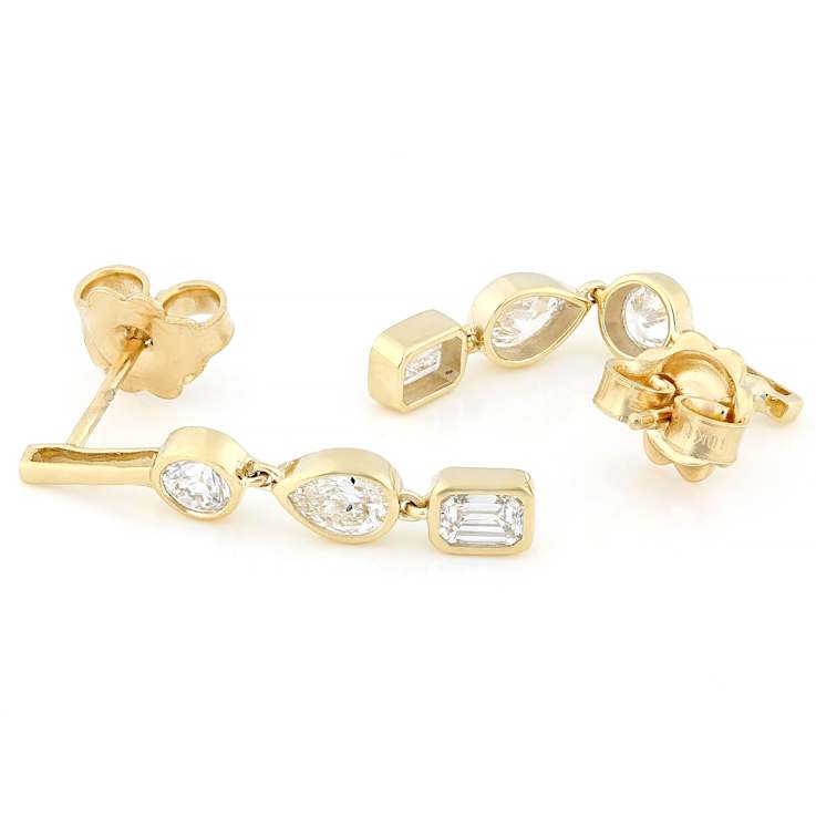 Multi-Shape Lab-Grown Diamond Dangle Earrings In 10K Gold