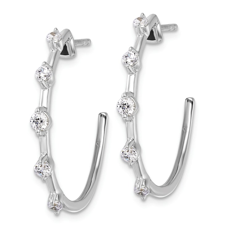 Rhodium Over 14K White Gold Lab Grown Diamond SI1/SI2, G H I, Hoop Earrings