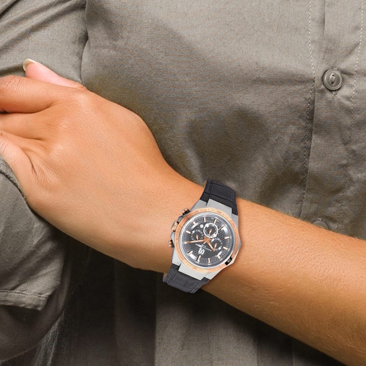 Charles Hubert Men's Stainless Steel Chronograph Grey Dial Solar-powered Watch