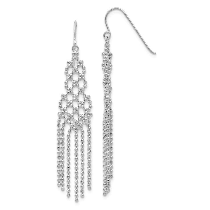 Rhodium Over 14k White Gold Beaded Dangle Earrings