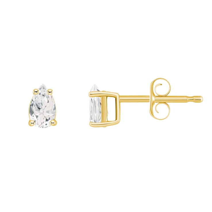 5x3mm Pear Shape White Topaz 14k Yellow Gold Stud Earrings