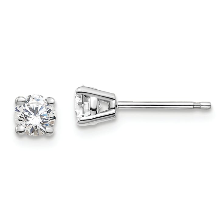 Rhodium Over 14K Gold Certified Lab Grown Diamond 1/2ct. VS/SI GH+,
4-Prong Earrings