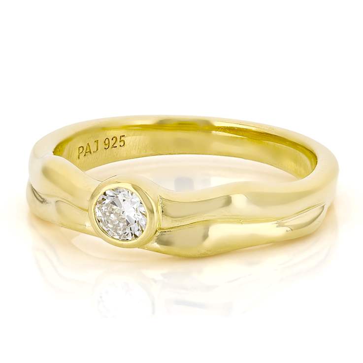 Lab-Grown Diamond Solitaire Ring In 14K Gold Over Sterling Silver 0.20ctw