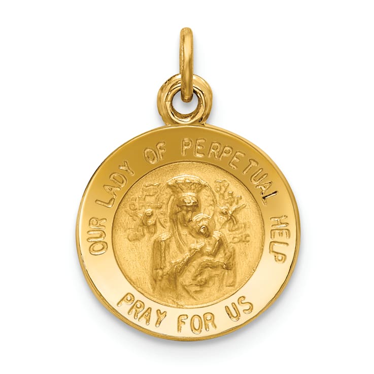 14K Yellow Gold Our Lady of Perpetual Help Medal Charm