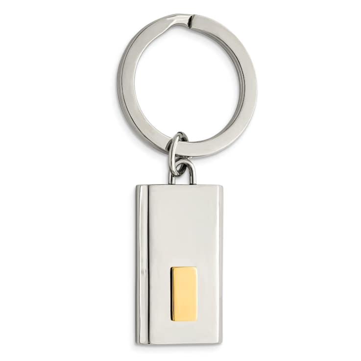 Stainless Steel Polished Yellow Ion Plated Key Ring