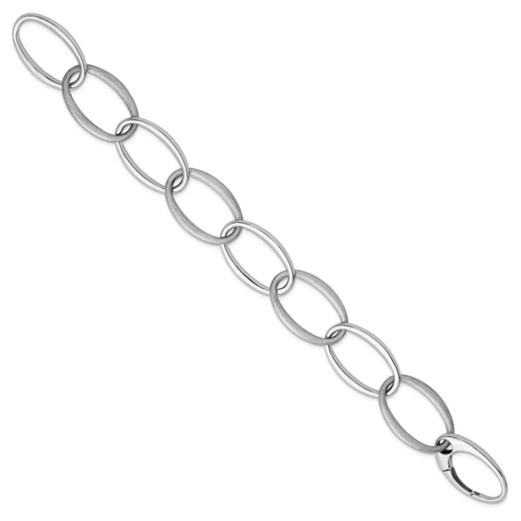 Rhodium Over Sterling Silver 18mm Oval Link 8 inch Bracelet