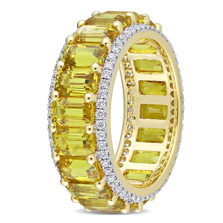 Yellow Sapphire and Diamond 14K Yellow Gold Ring 12.54ctw