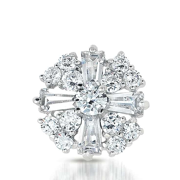 CZ Baguette Stud Earrings In Sterling Silver