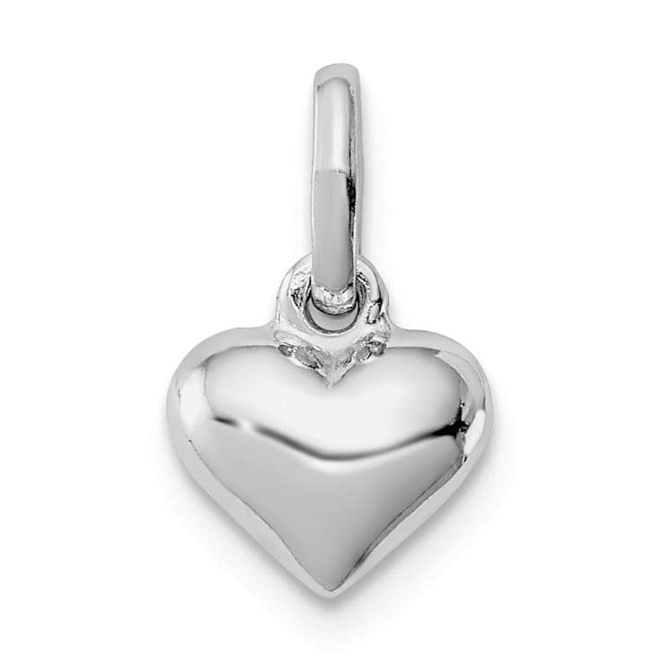 Rhodium Over Sterling Silver Polished Heart Children's Pendant