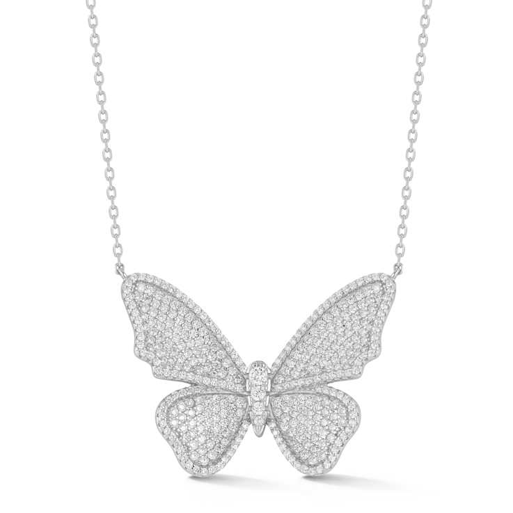 Rachel Zoe Pave CZ Large Butterfly Pendant Necklace in Rhodium Over
Sterling Silver