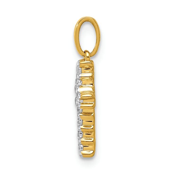 10k Yellow Gold and Rhodium Over 10k Yellow Gold 0.10 ctw Diamond Latin
Cross Pendant