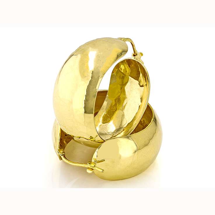 Hammered Hoop Earrings In 18k Gold Over Sterling Silver