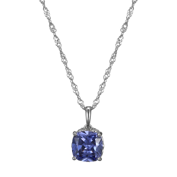 Blue And White Cubic Zirconia Platinum Over Silver December Birthstone
Pendant With Chain 6.72ctw