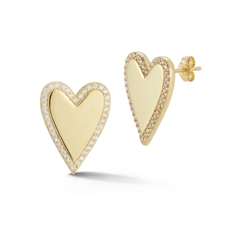 Sterling Statements 14K Yellow Gold Over Sterling Silver Cubic Zirconia
Halo Heart Studs
