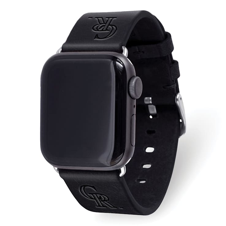 Gametime MLB Colorado Rockies Black Leather Apple Watch Band (38/40mm
M/L). Watch not included.