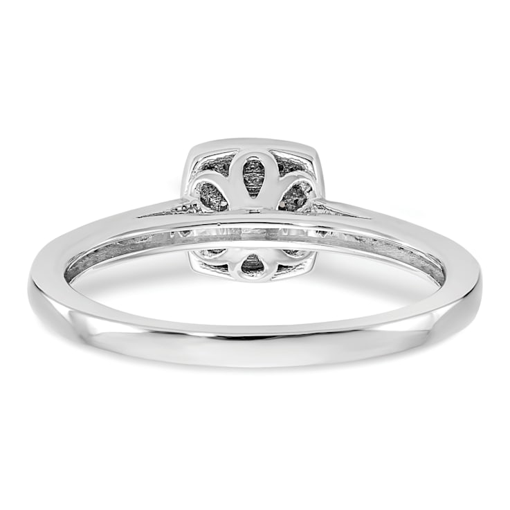 Rhodium Over 14K White Gold Diamond Cluster Engagement Ring 0.20ctw