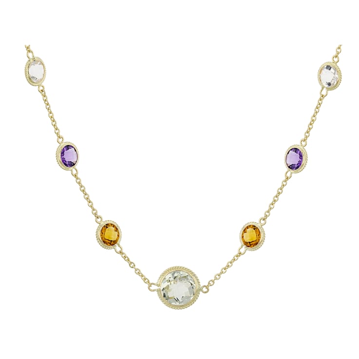 Multi-Gem 14k Yellow Gold 18" Necklace 13.47ctw