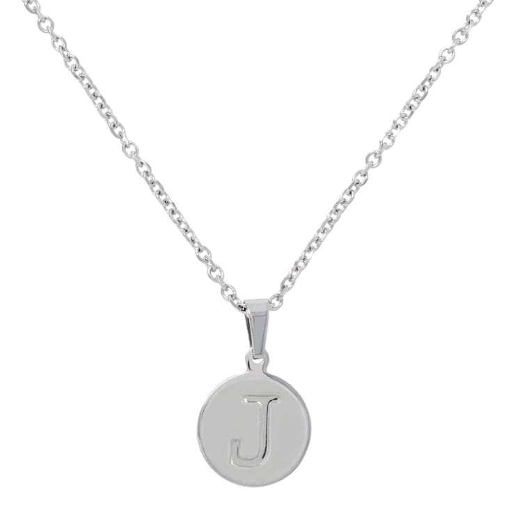 Initial J Charm Pendant Necklace In Silver-Tone