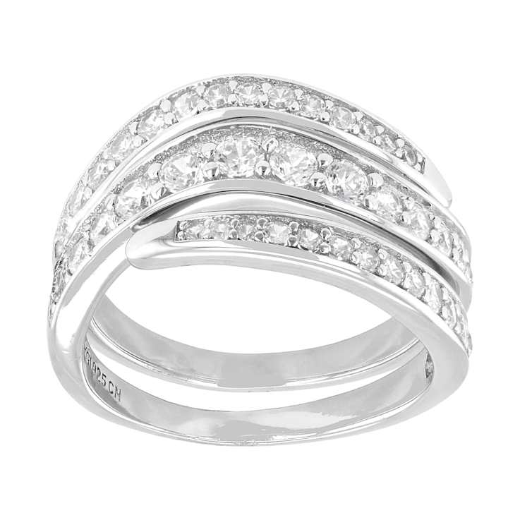 CZ Multi-Row Band Ring In Sterling Silver 1.81ctw