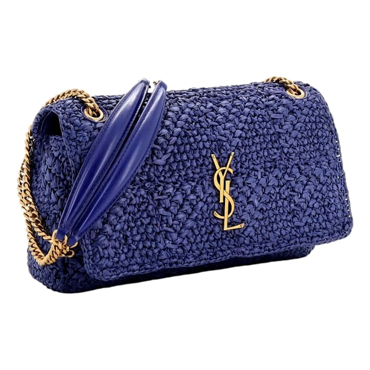 ショルダーバッグ・ポシェット Saint Laurent Raffia And Leather Shoulder Bag With SAINT LAURENT Raffia Monogram Tassel Kate 99 Black 1651787
