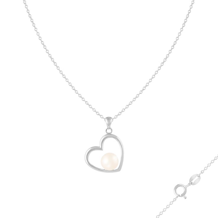 7.5-8mm Button White Cultured Freshwater Pearl Rhodium Over Sterling
Silver Pendant