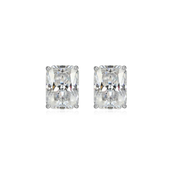 Emerald Cut Moissanite Platineve Stud Earrings 3.50ctw DEW