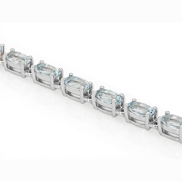 Aquamarine Tennis Bracelet In Sterling Silver 4.62ctw