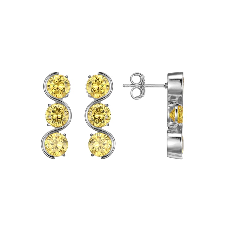 Yellow Cubic Zirconia Platinum Over Silver November Birthstone Earrings 7.99ctw