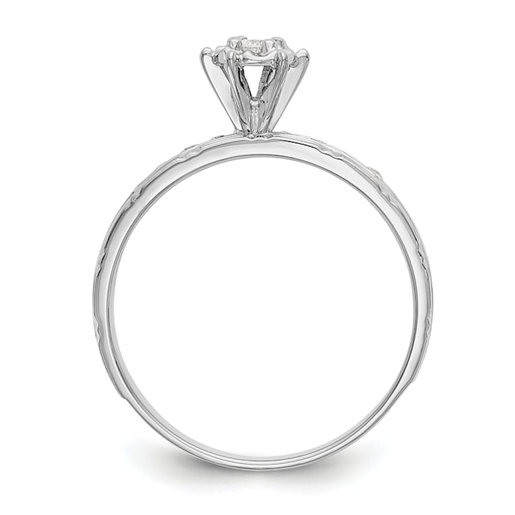 Rhodium Over 14K White Gold AA Quality Trio Engagement Ring 0.13ctw