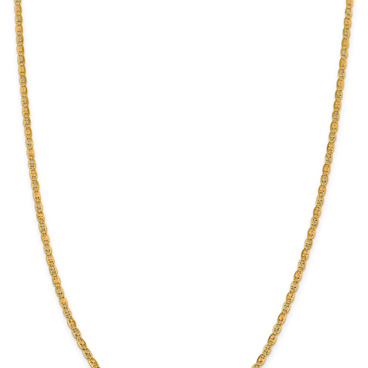 14k Tri-color Gold 2.75mm Solid Pave Valentino 16 Inch Chain