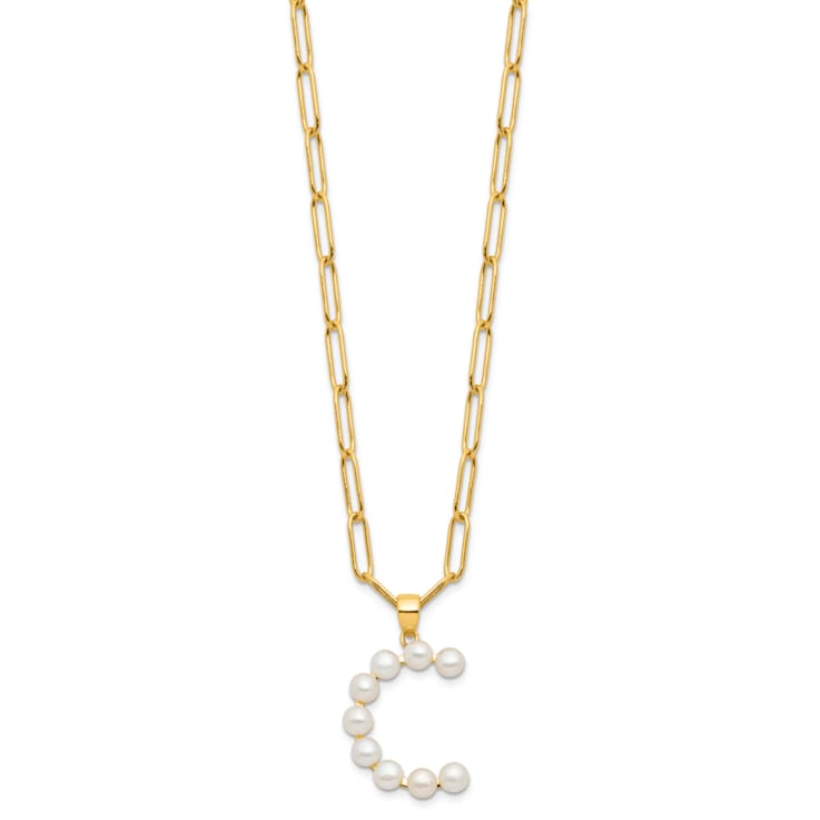 Gold Tone Sterling Silver 3-5.5mm Freshwater Cultured Pearl LETTER C
18-inch Necklace