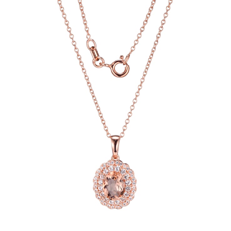 Peach Morganite 18k Rose Gold Over Sterling Silver Pendant With Chain 1.27ctw