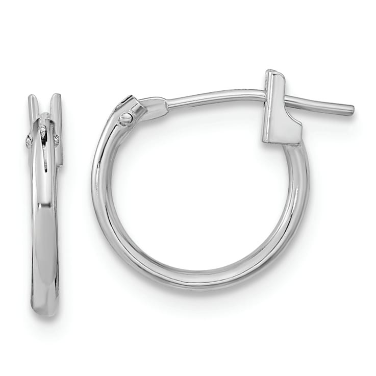 Rhodium Over 14K White Gold Hoop Earrings