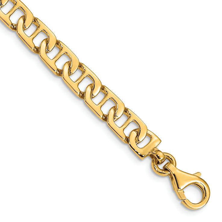14k Yellow Gold 6.5mm Hand-Polished Fancy Mariner Link Bracelet