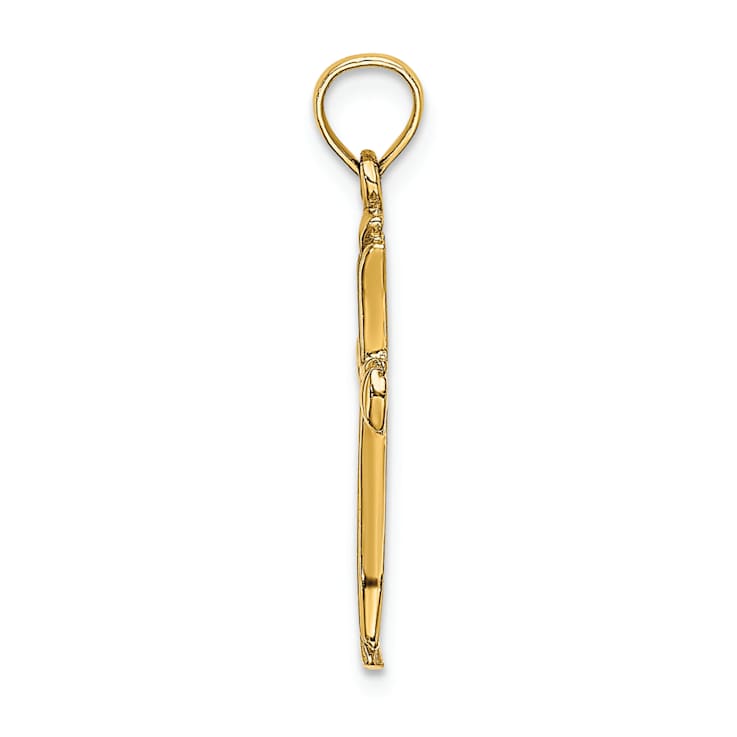 14k Yellow Gold Polished Beveled Cut-out Cross Pendant