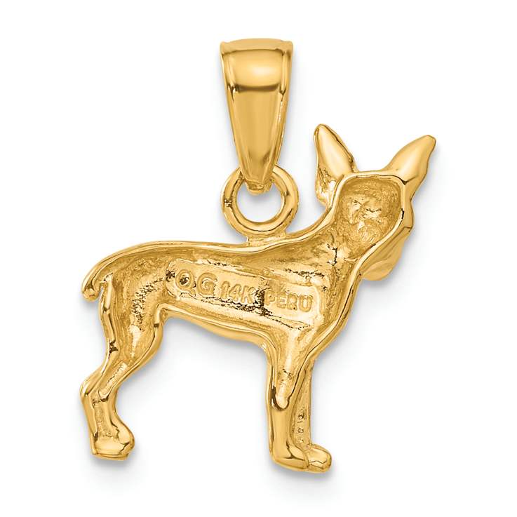 14k Yellow Gold Chihuahua Dog Pendant