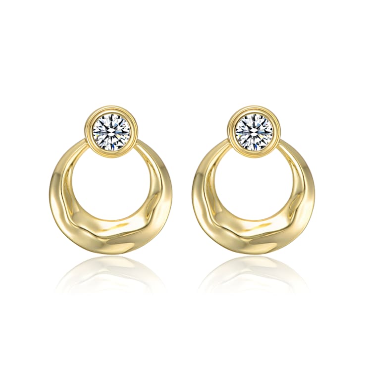 CZ Eternity Circle Hoop Earrings In 14K Gold Over Brass