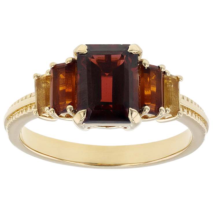 Garnet With Citrine Ring In 18K Gold Over Sterling Silver 2.28ctw